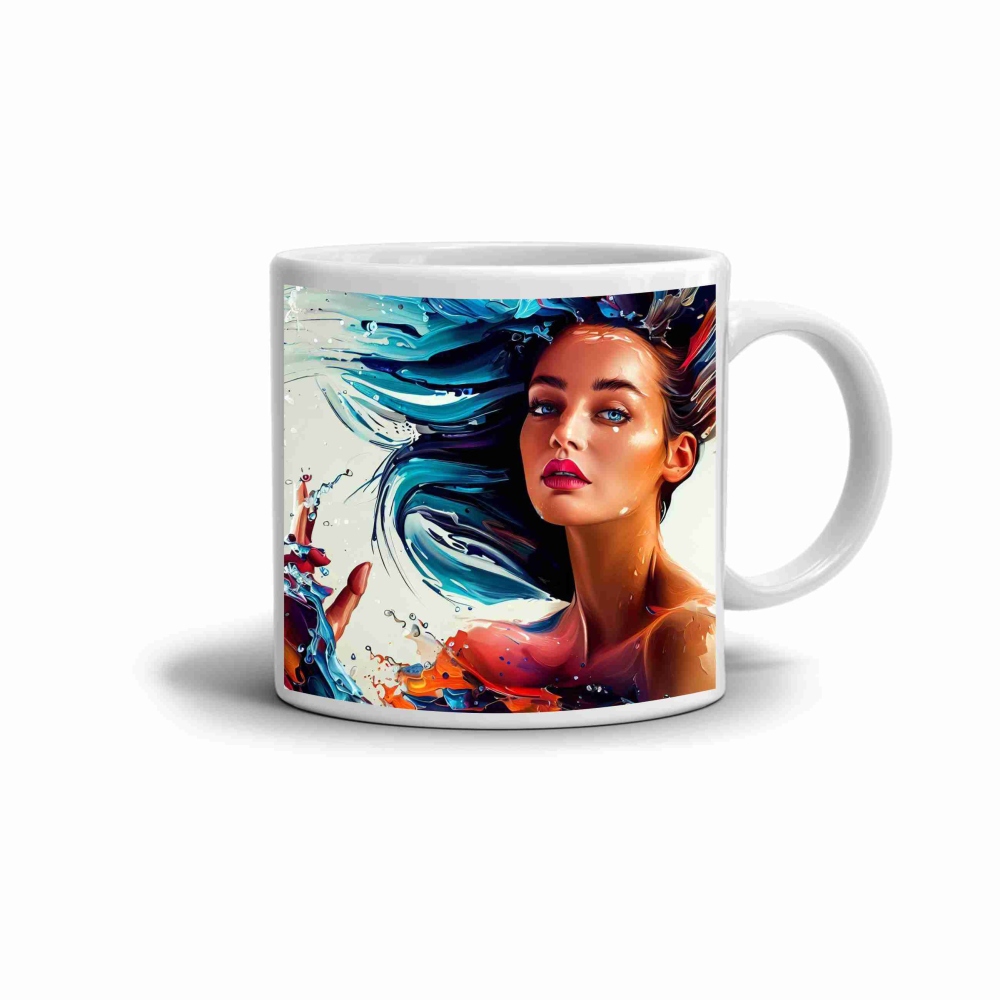 Biely keramický hrnček 330ml s obrázkom - živelná krása