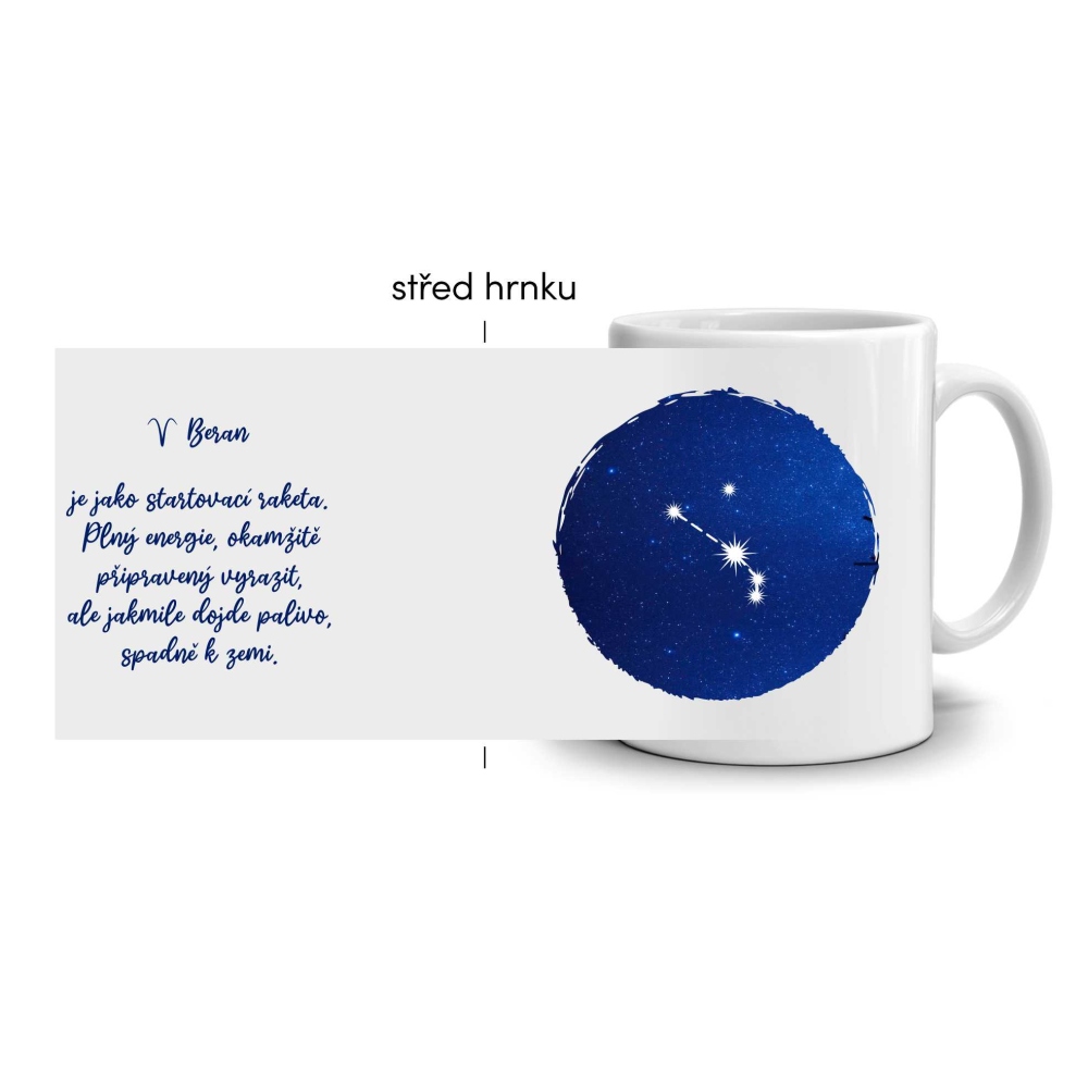 Biely keramický hrnček 330ml s obrázkom - znamení baran