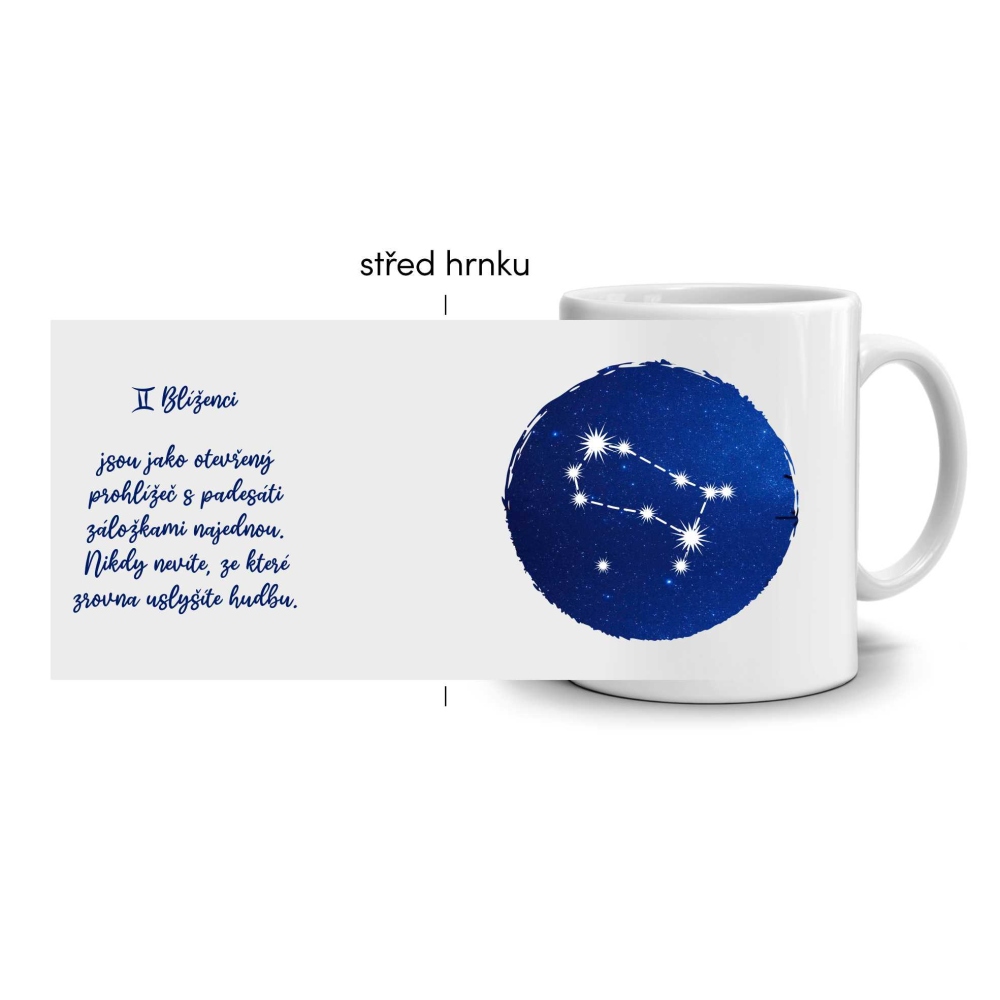 Biely keramický hrnček 330ml s obrázkom - znamení blíženci
