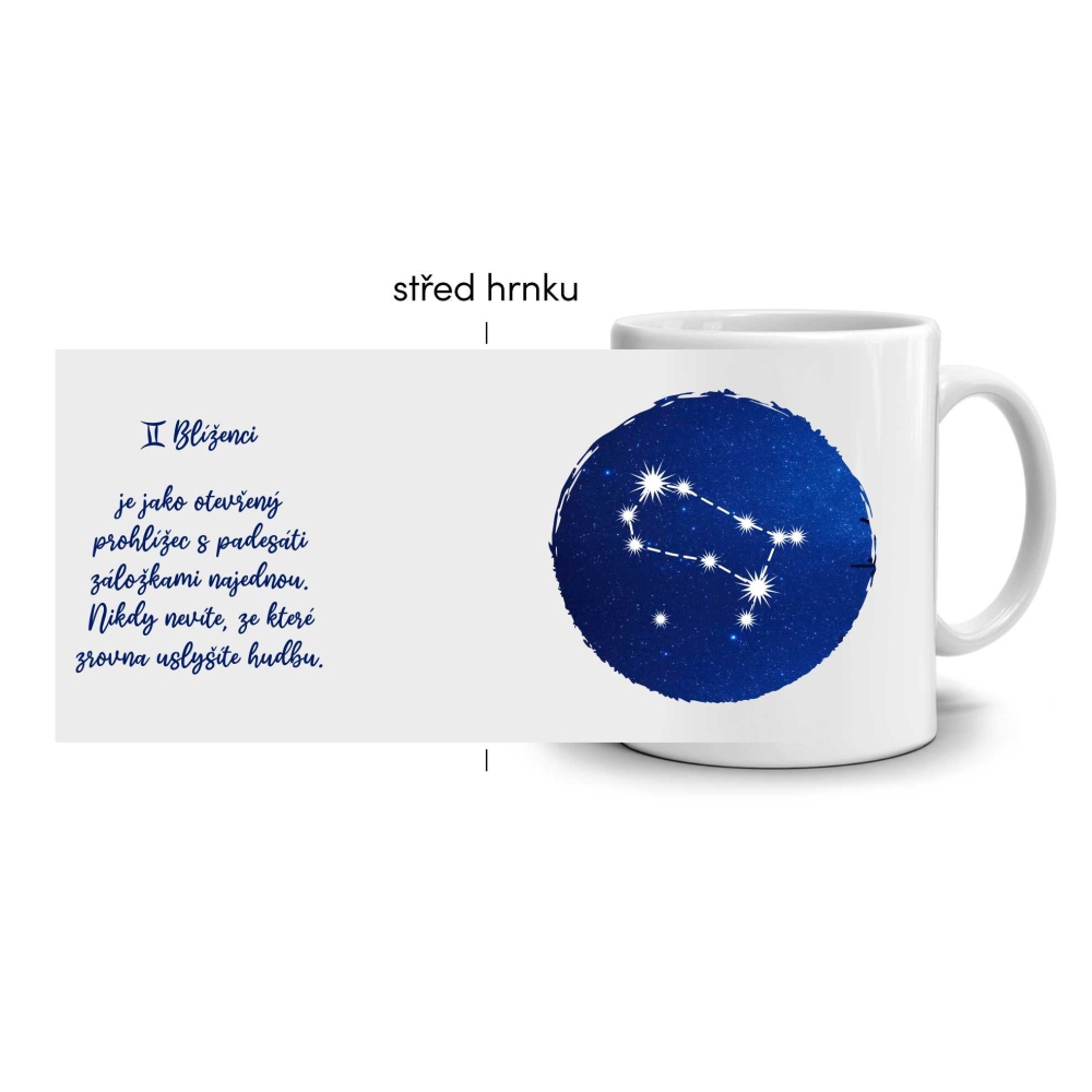 Biely keramický hrnček 330ml s obrázkom - znamení blíženci