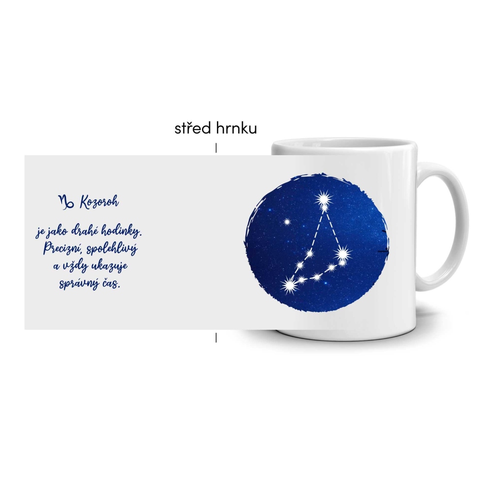 Biely keramický hrnček 330ml s obrázkom - znamenie kozorožec