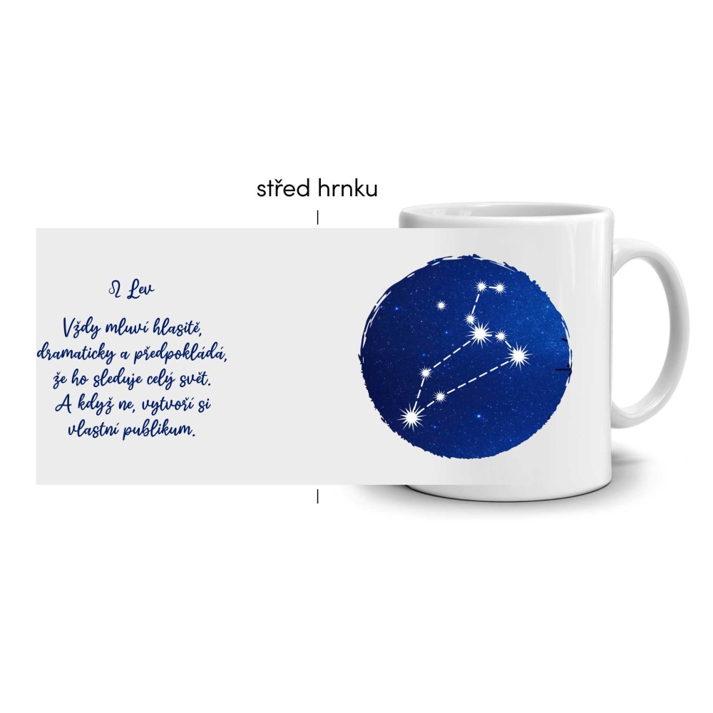 Biely keramický hrnček 330ml s obrázkom - znamenie lev