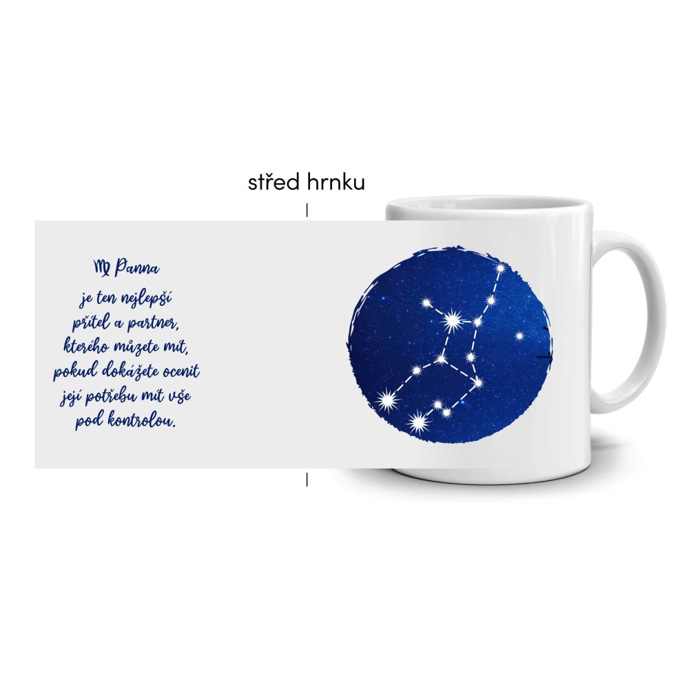 Biely keramický hrnček 330ml s obrázkom - znamení panna