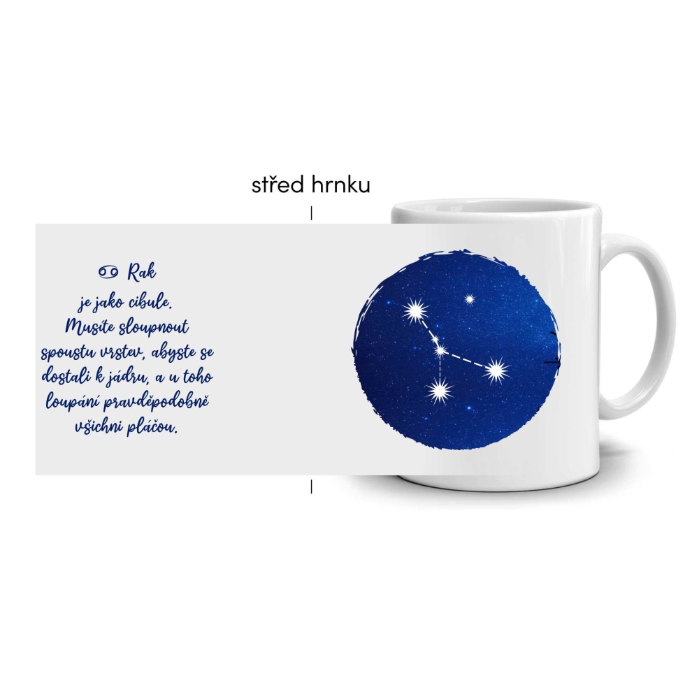 Biely keramický hrnček 330ml s obrázkom - znamenie rak