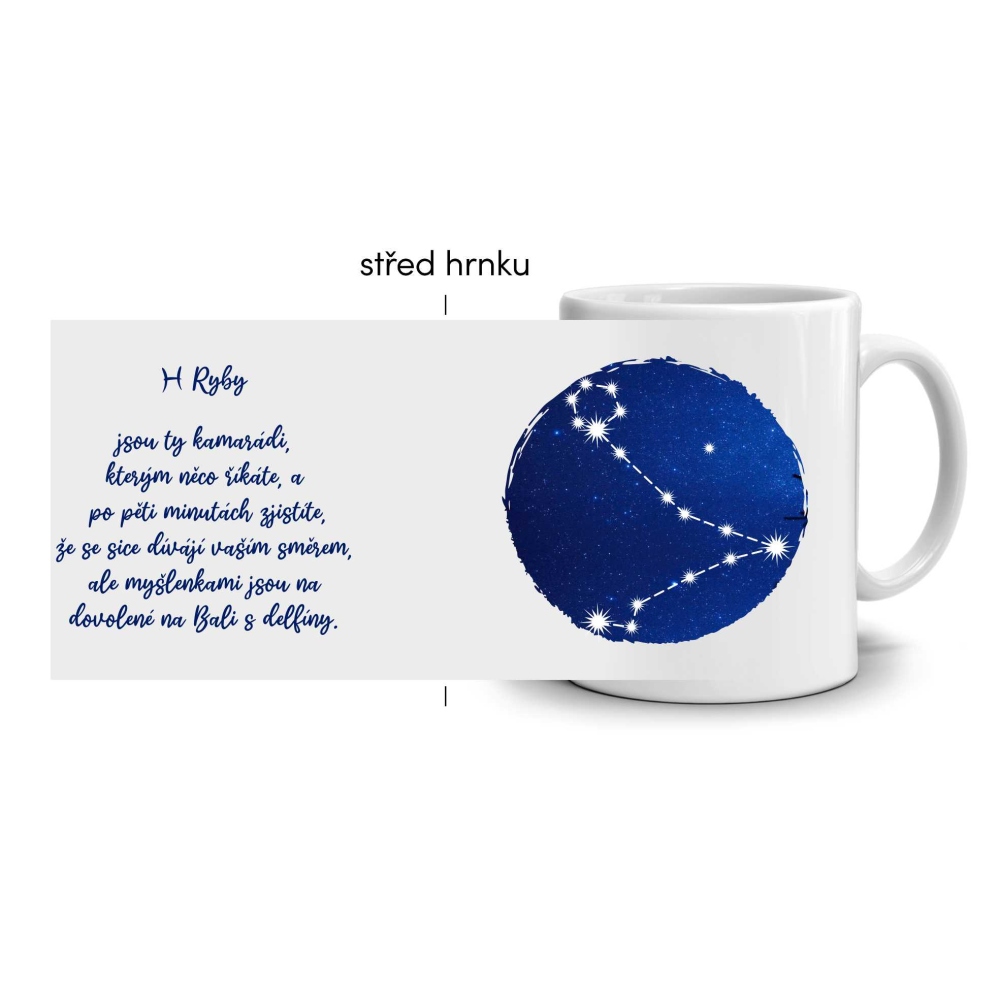 Biely keramický hrnček 330ml s obrázkom - znamenie ryby