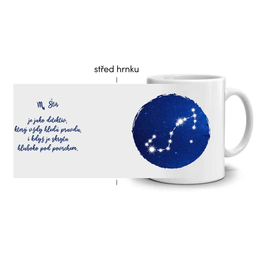 Biely keramický hrnček 330ml s obrázkom - znamenie škorpión