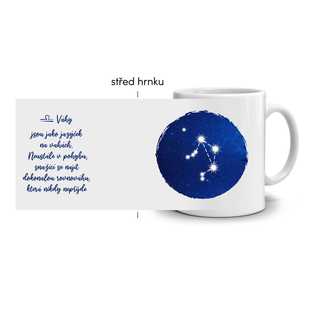 Biely keramický hrnček 330ml s obrázkom - znamenie váhy