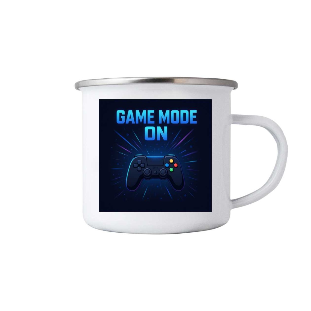 Biely plechový hrnček 380ml s obrázkom - game mode