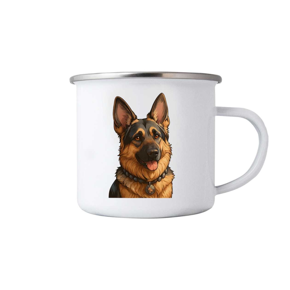Biely plechový hrnček 380ml s obrázkom - nemecký ovčiak 3