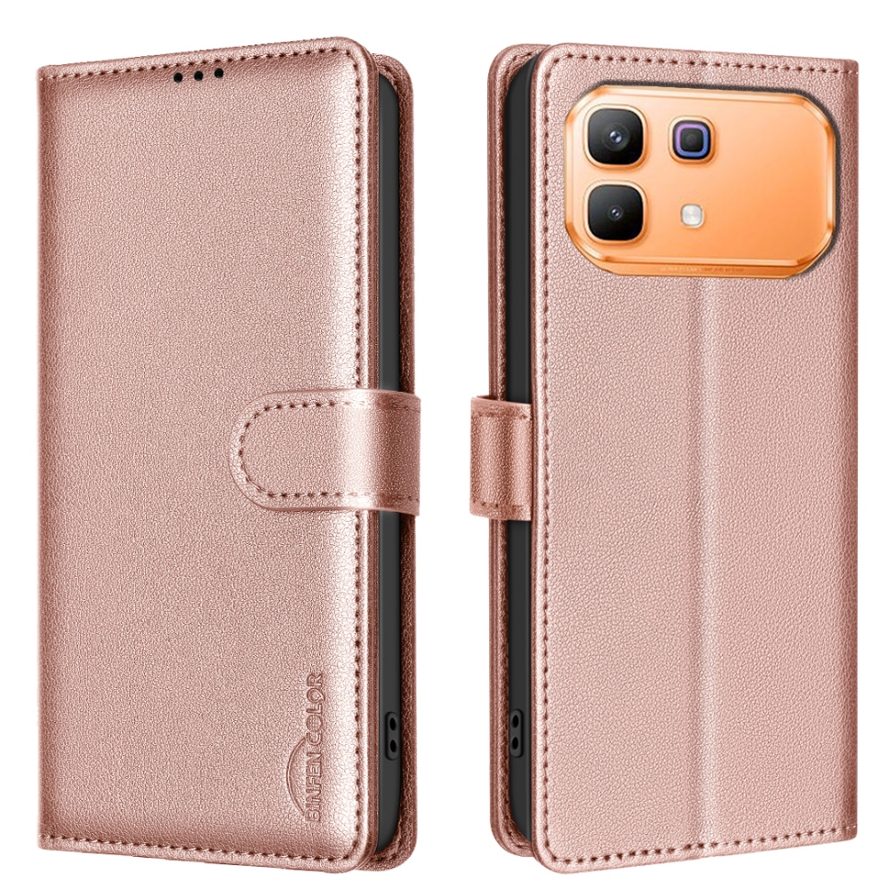 BINFEN knižkové púzdro na Infinix Note 60 5G/Note 60 Pro 5G - ružovozlaté