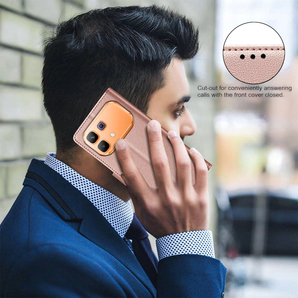 BINFEN knižkové púzdro na Infinix Note 60 5G/Note 60 Pro 5G - ružovozlaté
