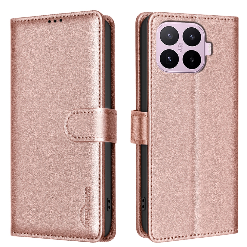 BINFEN knižkové púzdro na Xiaomi 17T Pro - ružovozlaté