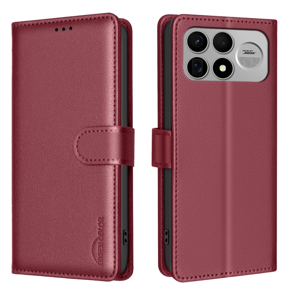 BINFEN knižkové púzdro na Xiaomi Poco F9 Ultra/F8 Ultra 5G - červené