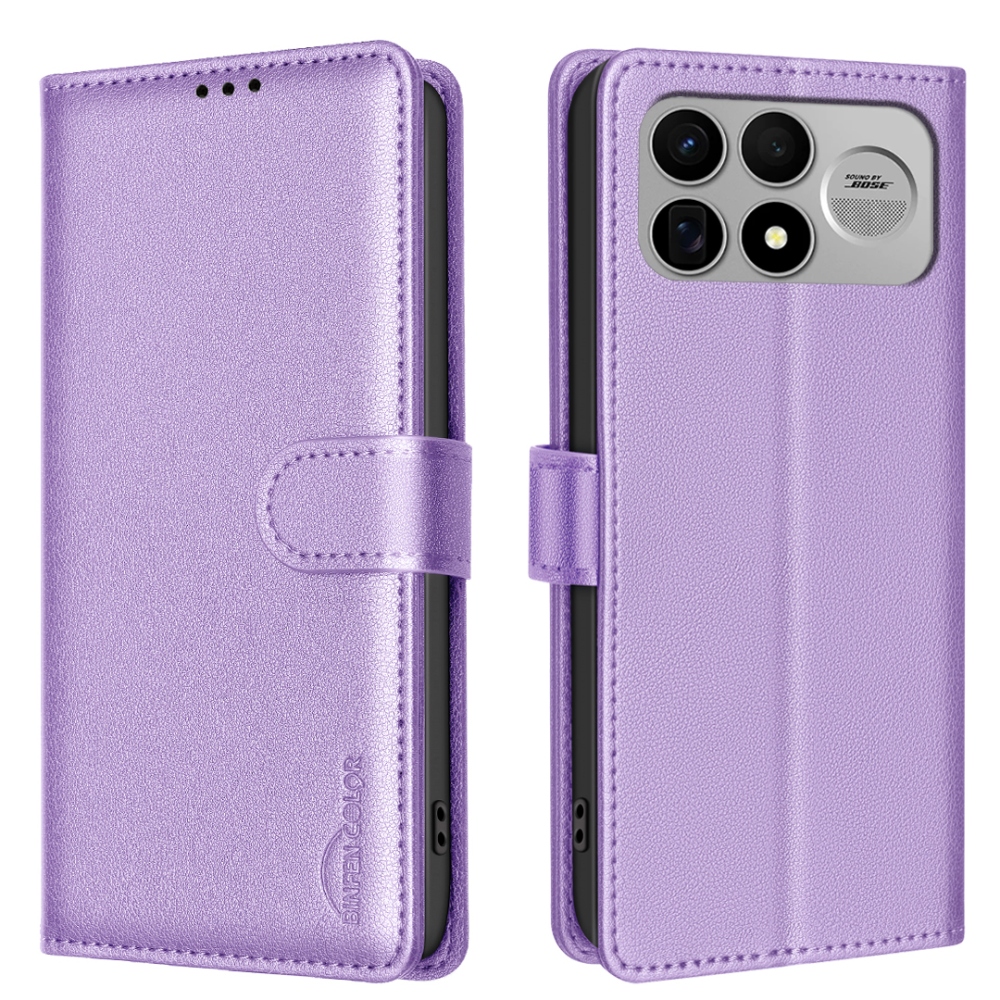 BINFEN knižkové púzdro na Xiaomi Poco F9 Ultra/F8 Ultra 5G - fialové