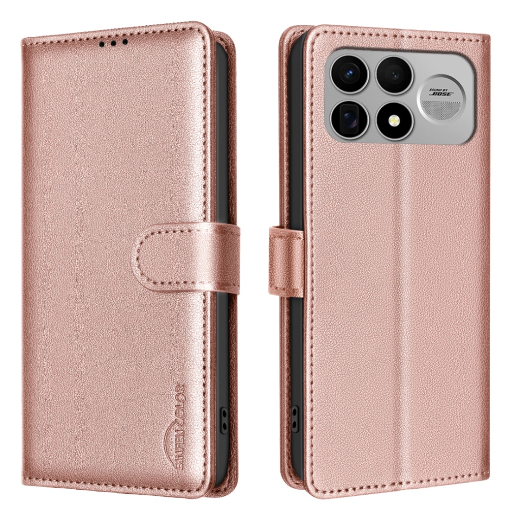 BINFEN knižkové púzdro na Xiaomi Poco F9 Ultra/F8 Ultra 5G - ružovozlaté