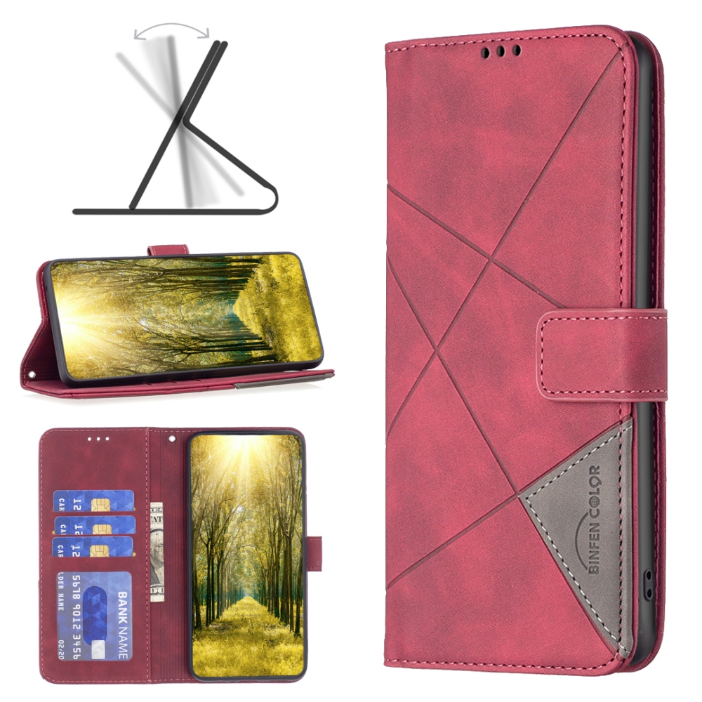 BINFEN knižkové púzdro na Xiaomi Redmi 17 4G/5G - červené