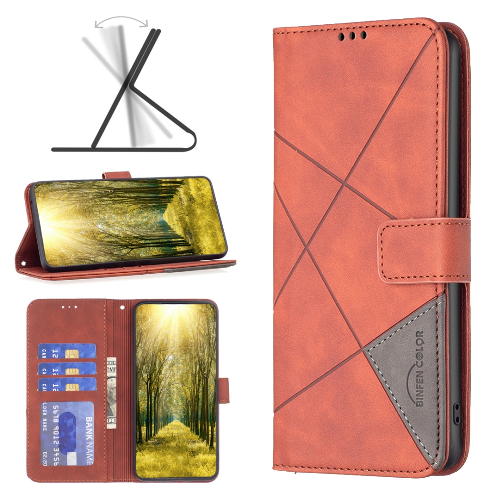 BINFEN knižkové púzdro na Xiaomi Redmi 17 4G/5G - hnedé