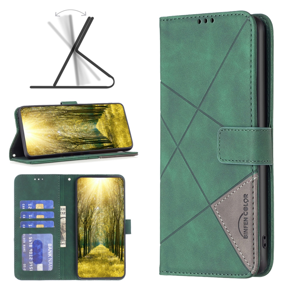 BINFEN knižkové púzdro na Xiaomi Redmi 17 4G/5G - zelené