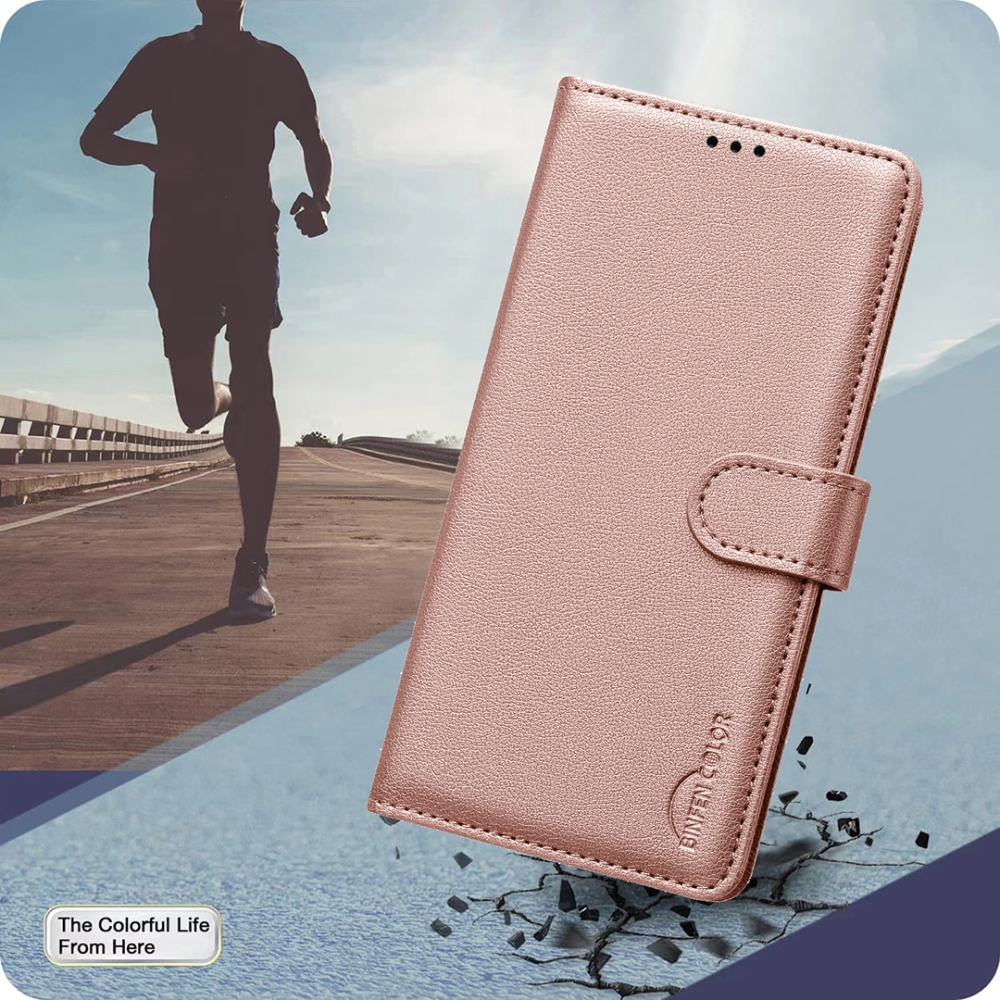 BINFEN knižkové púzdro na Xiaomi Redmi Note 15 Pro+ 5G - ružovozlaté