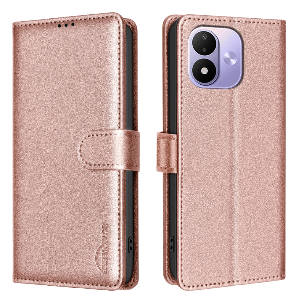 BINFEN knižkové púzdro na Xiaomi Redmi Note 17 Pro 5G - ružovozlaté