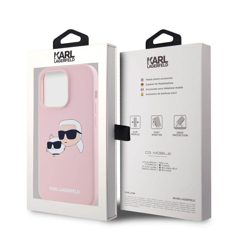 Karl Lagerfeld Liquid Silicone Double Heads Magsafe Zadný Kryt pre iPhone 14 Pro Max Pink