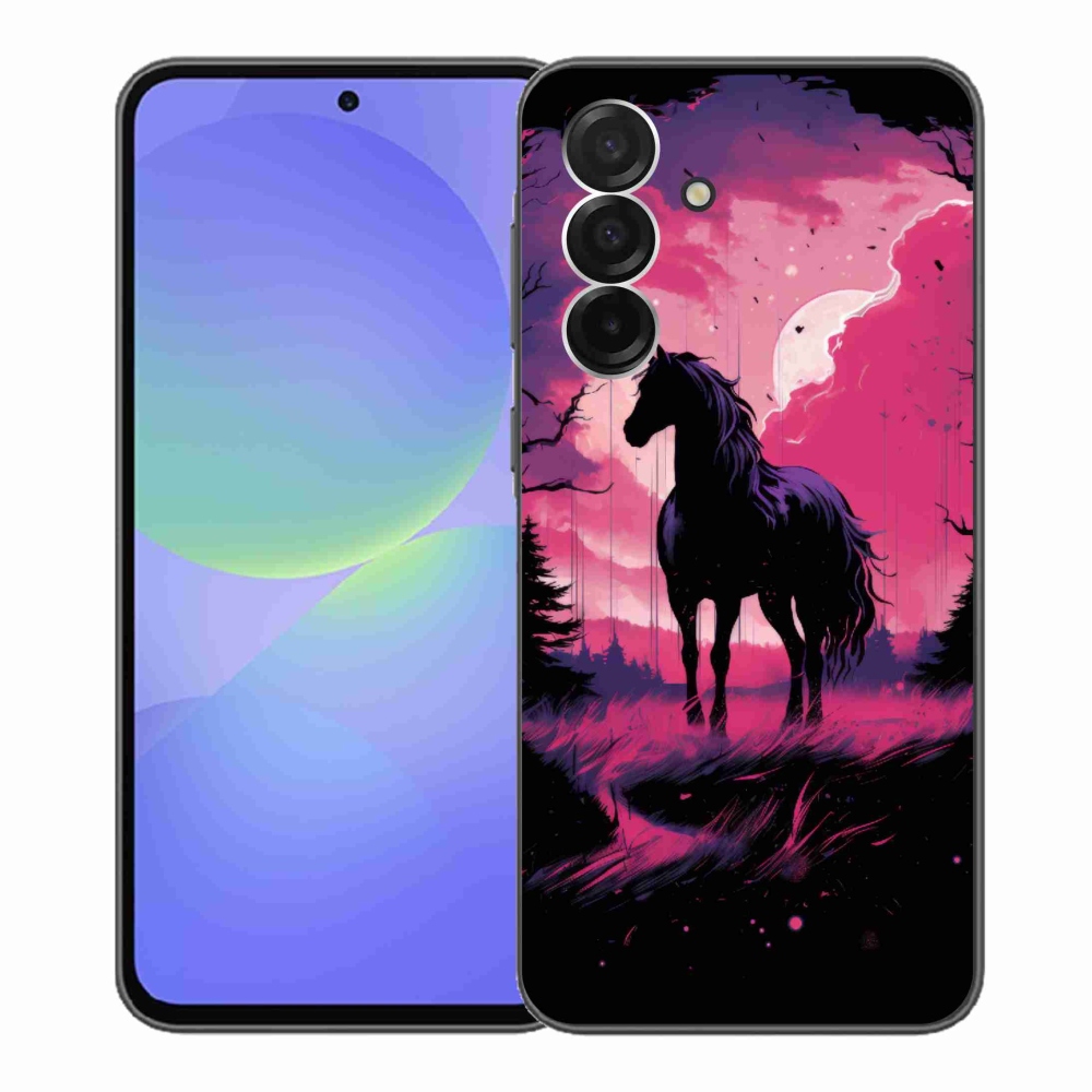 Gélový kryt mmCase na Samsung Galaxy A36 5G - čierny kreslený kôň 1