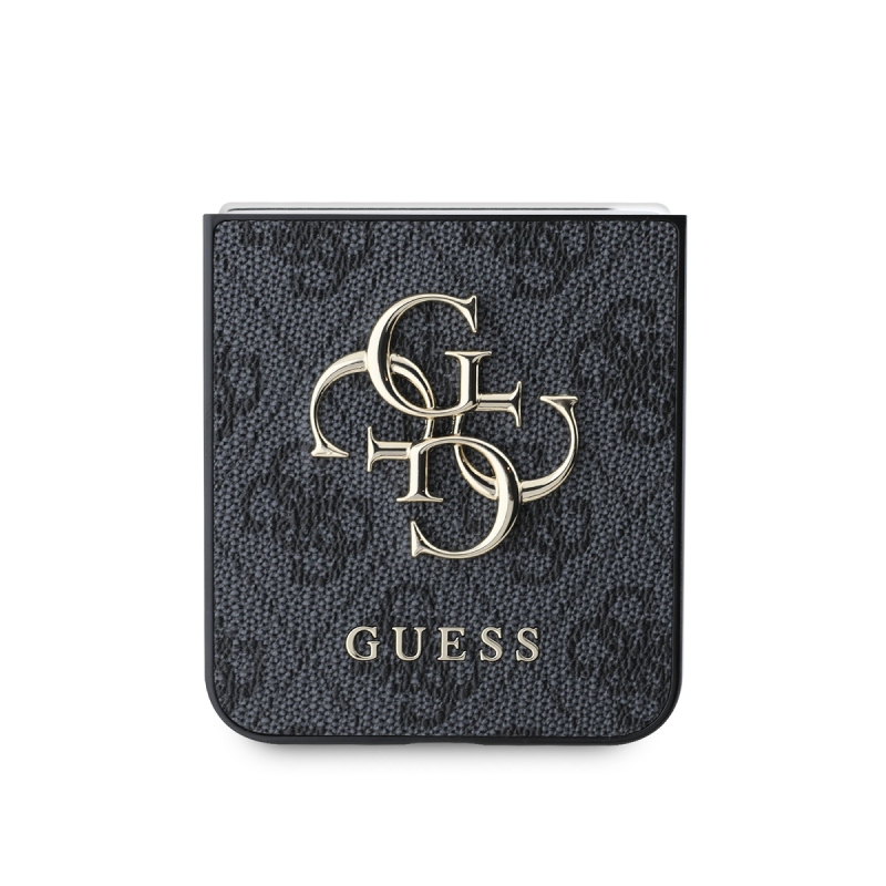 Guess PU 4G Metal Logo Zadný Kryt pre Samsung Galaxy Z Flip 6 Grey