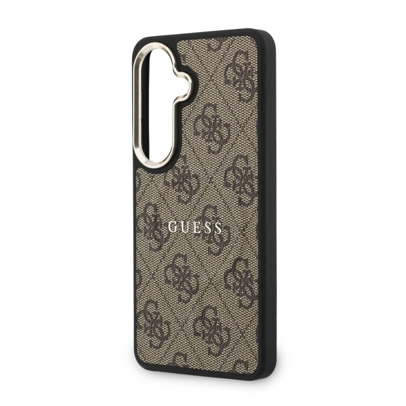 Guess PU Leather 4G Gold Frame Magnetický zadný kryt pre Samsung Galaxy S26 Brown