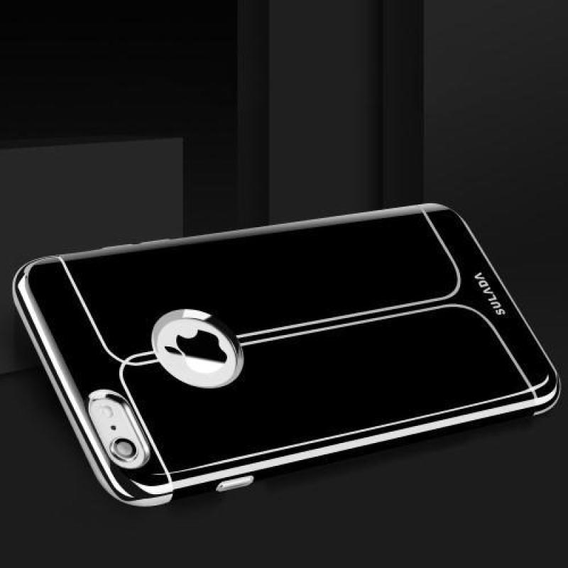 Black elegantný gélový obal na iPhone 6s Plus a 6 Plus - strieborný