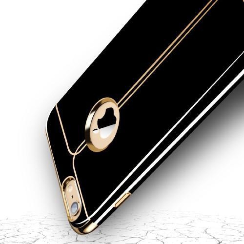 Black elegantný gélový obal na iPhone 6s Plus a 6 Plus - zlatý