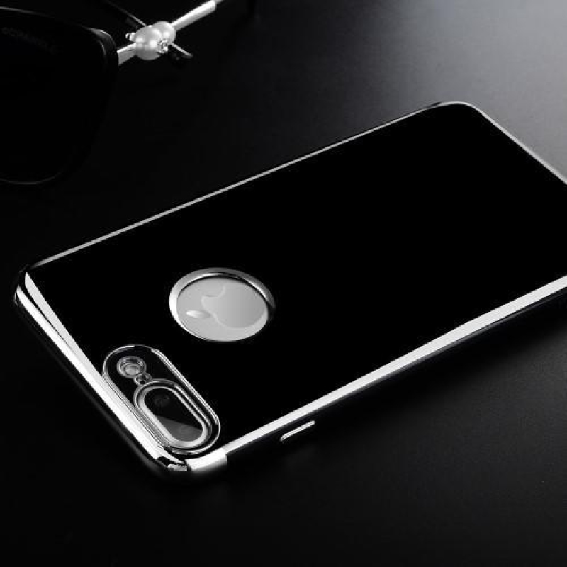 Black elegantný gélový obal na iPhone 8 Plus a iPhone 7 Plus - strieborný