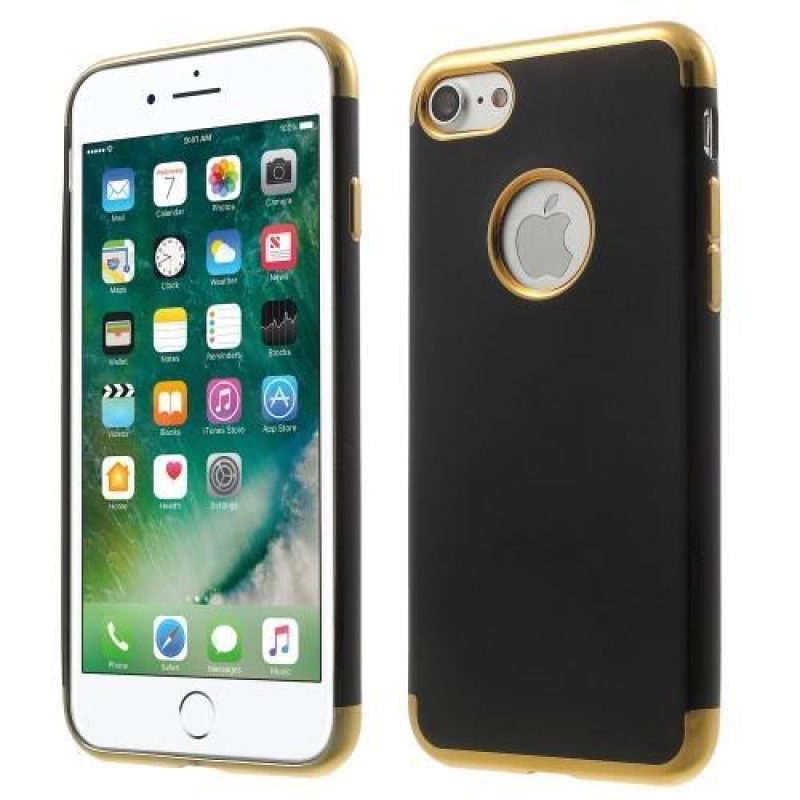 Black gélový obal na iPhone 8 a iPhone 7 - zlatý lem