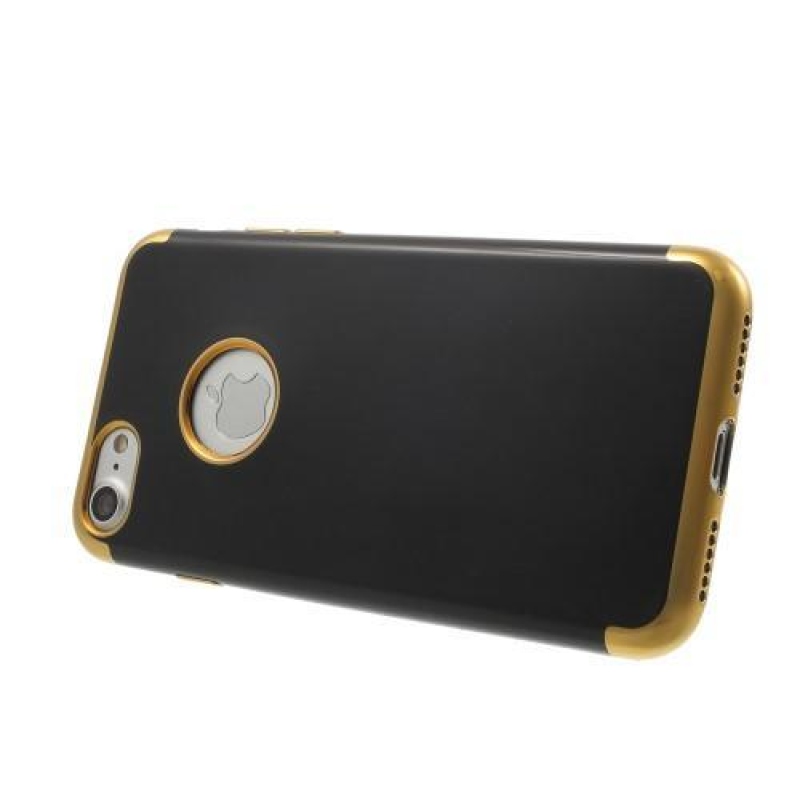 Black gélový obal na iPhone 8 a iPhone 7 - zlatý lem