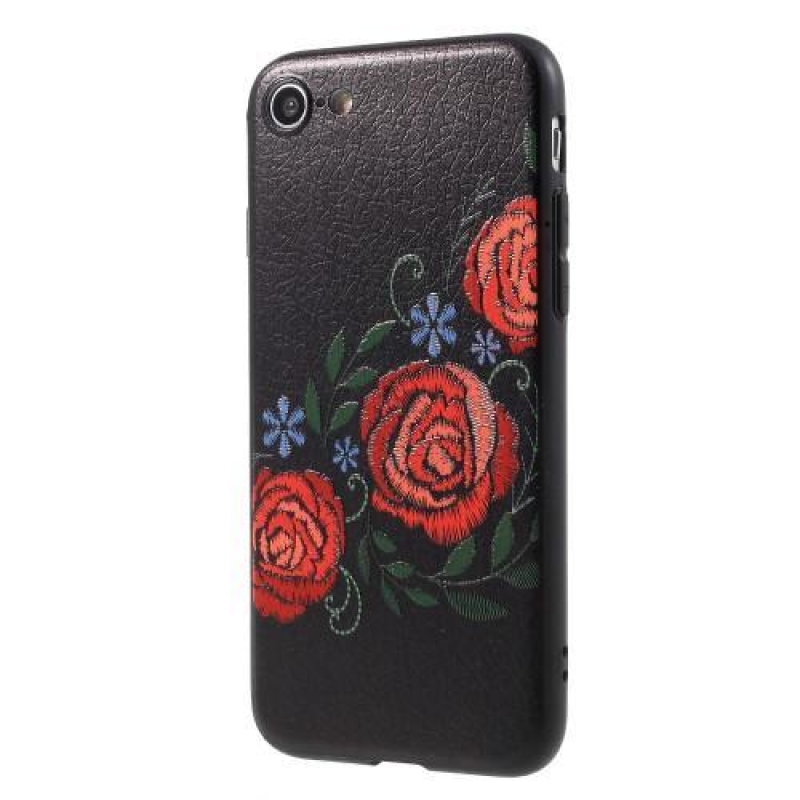 Bloom gélový obal na iPhone 8 a iPhone 7 - červenomodrá kytice