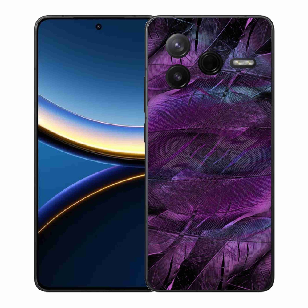 Gélový kryt mmCase na Xiaomi Poco F7 Pro - fialové pierka