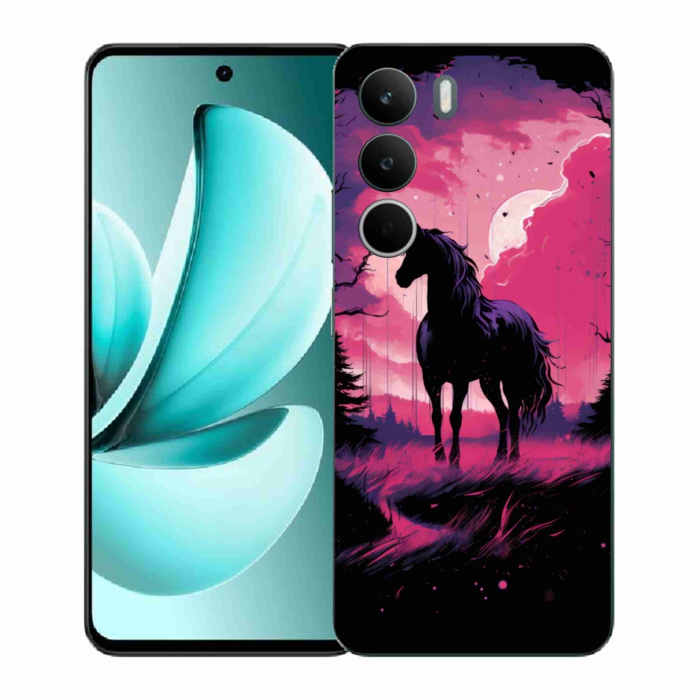 Gélový kryt mmCase na Realme C71 - čierny kreslený kôň 1
