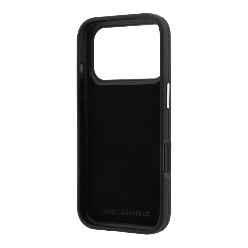 Karl Lagerfeld PU Semi Wrap Saffiano K&CH Heads Zadný kryt pre iPhone 18 Pro, čierny