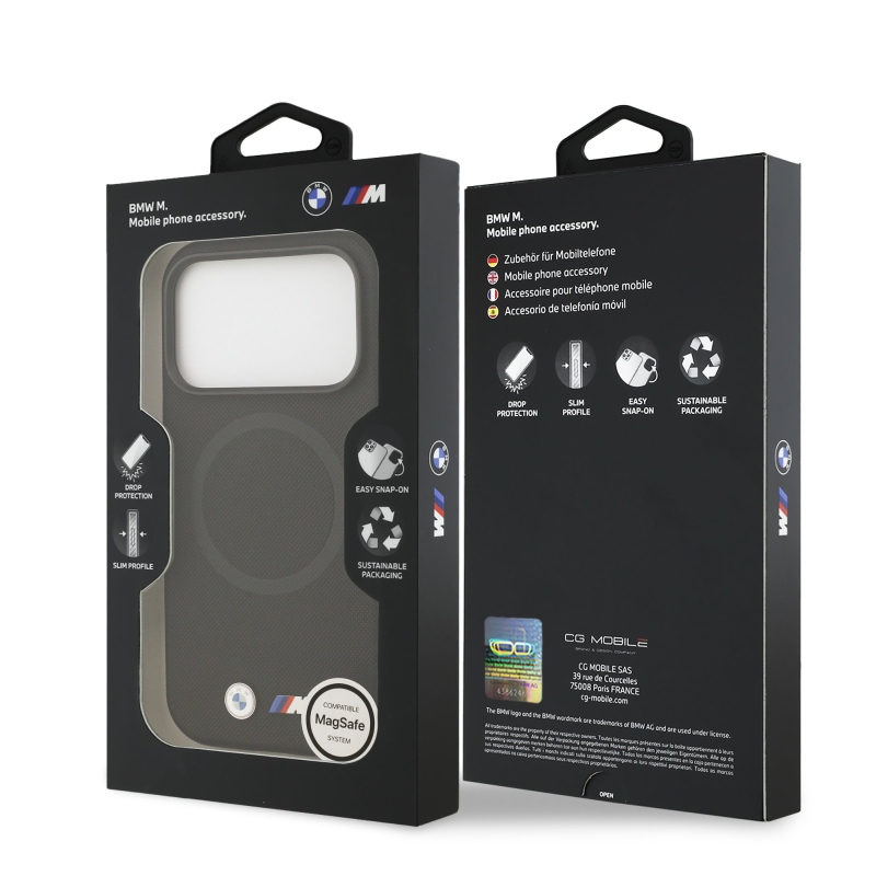BMW M FW Metal Logo – zadný kryt pre iPhone 17 Pro, čierny