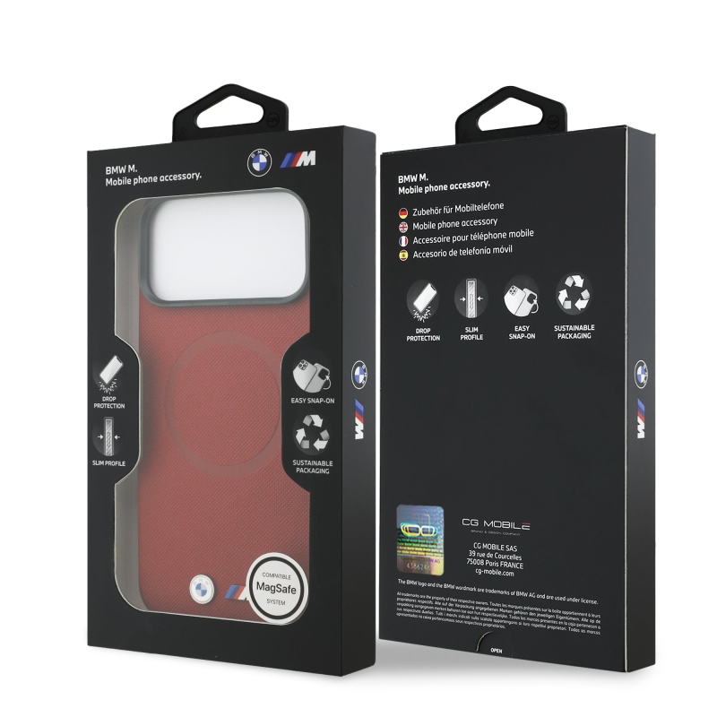 BMW M FW Metal Logo – zadný kryt pre iPhone 17 Pro Max – červený