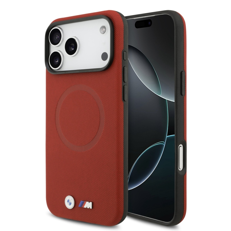 BMW M FW Metal Logo – zadný kryt pre iPhone 17 Pro Max – červený