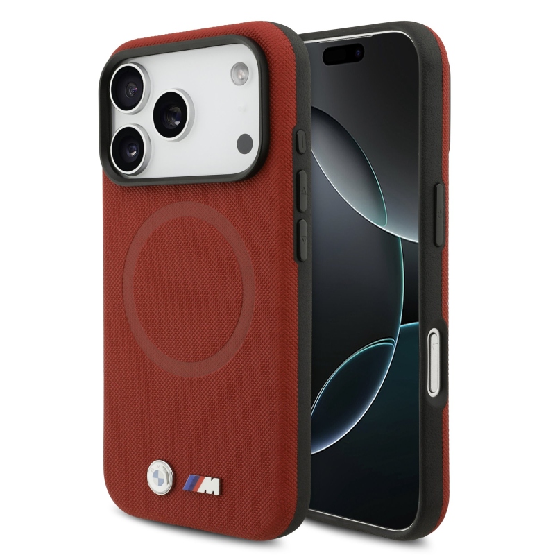 BMW M FW Metal Logo – zadný kryt pre iPhone 17 Pro, červený