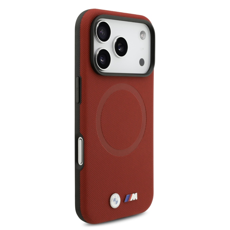BMW M FW Metal Logo – zadný kryt pre iPhone 17 Pro, červený