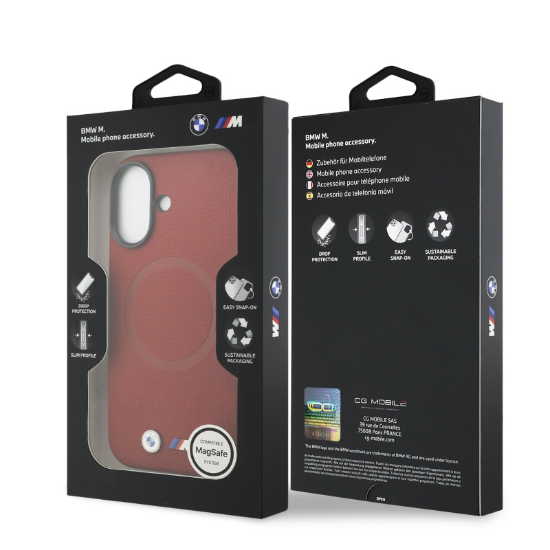 BMW M FW Metal Logo – zadný kryt pre iPhone 17, červený