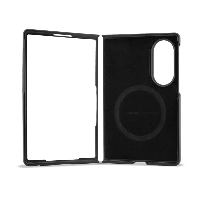 BMW M PU perforovaný zadný kryt s trojfarebnými pruhmi a magnetickým uchytením pre Samsung Galaxy Z Fold 8, čierny