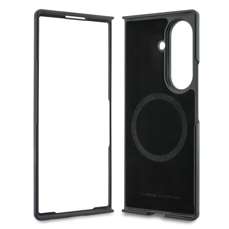 BMW M PU perforovaný kryt s trojfarebnými pruhmi a magnetickým uchytením pre Samsung Galaxy Z Fold 8, farba Ultra Black