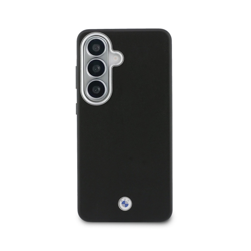 BMW Signature PU Leather Metal Logo Magnetic Back Cover pre Samsung Galaxy S26 Black