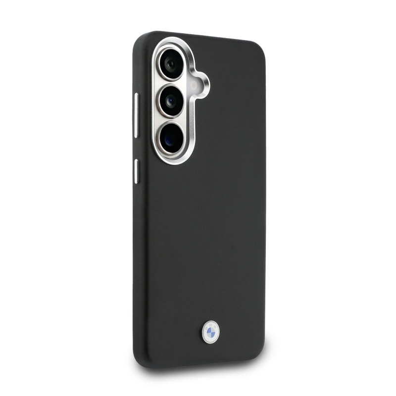 BMW Signature PU Leather Metal Logo Magnetic Back Cover pre Samsung Galaxy S26 Black