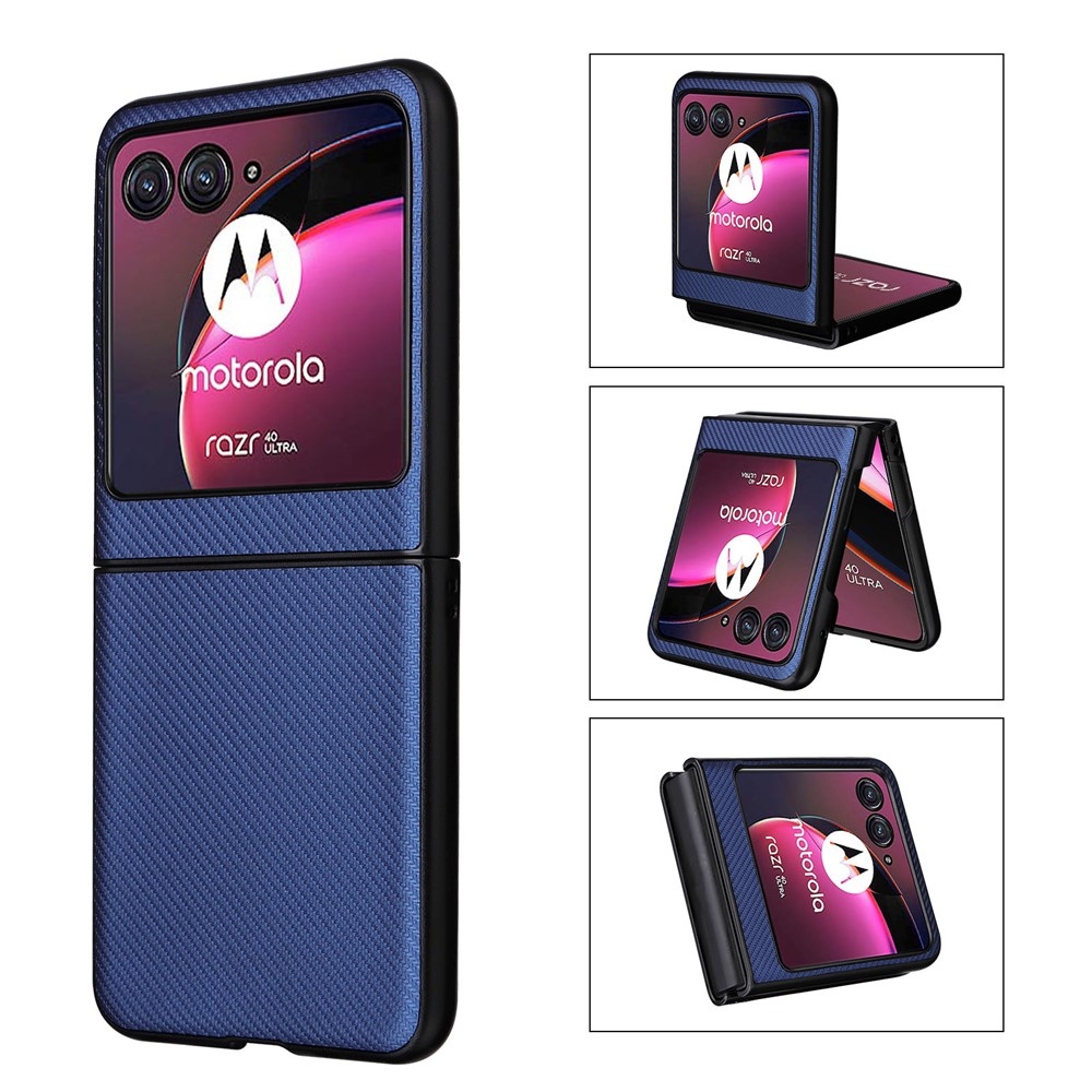 Textúry plastový kryt s umelou kožou na Motorola Razr 40 Ultra 5G - modrý