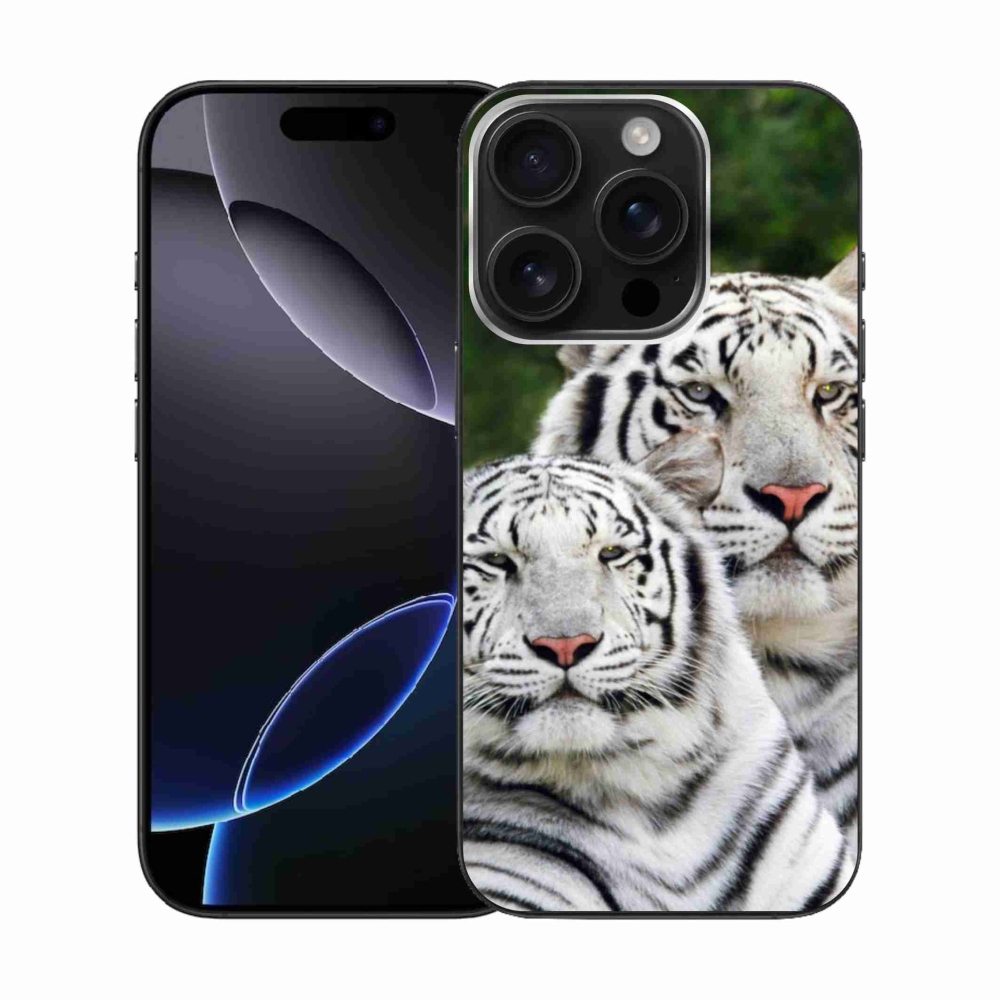 Gélový obal mmCase na iPhone 16 Pro - bieli tigre