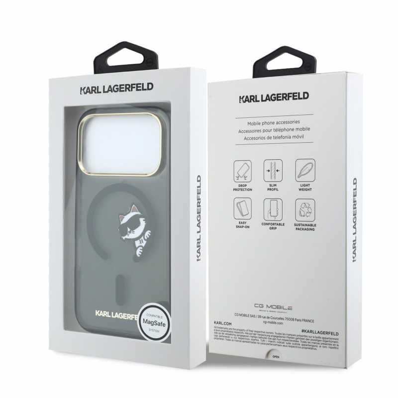 Karl Lagerfeld IML Choupette Peekaboo Magsafe zadný kryt pre iPhone 18 Pro Max, čierny